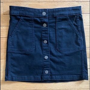 Black Button Up Mini Jean Skirt